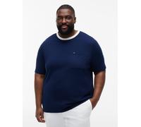 T-Shirt "BT-MESH NECKTRIM", Herren, Gr. 3XL, carbon navy, Single Jersey, Obermaterial: 100% Baumwolle, TOMMY HILFIGER BIG & TALL, normal, Rundhals, Shirts T-Shirt, Große Größen (91491668-XXXL) carbon