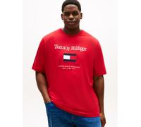 T-Shirt "BT-TOMMY EMBRO FLAG", Damen, Gr. XXL, medium rot, Single Jersey, Obermaterial: 100% Baumwolle, TOMMY HILFIGER BIG & TALL, Rundhals, Shirts T-Shirt, Große Größen (88048528-XXL) medium rot