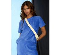 T-Shirt BUFFALO, Damen, Gr. 44/46, blau, Cord, Obermaterial: 62% Baumwolle, 36% Polyester, 2% Elasthan, unifarben, loose fit, Rundhals, weit, Shirts T-Shirt, mit weicher Cord-Struktur (98604615-44) bl