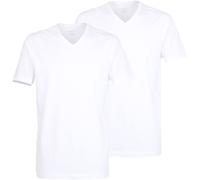 T-Shirt BUGATTI "Bari", Herren, Gr. 50, weiß (weiß, hell, uni), Interlock, Obermaterial: 100% Baumwolle, unifarben, Basic, Basic hüftlang, V-Ausschnitt, Shirts Multipacks Unterhemd, V-Ausschnitt, Kurz