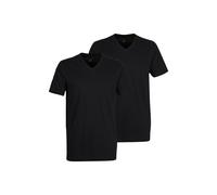 T-Shirt BUGATTI "Bari", Herren, Gr. 52, schwarz (schwarz, dunkel, uni), Interlock, Obermaterial: 100% Baumwolle, unifarben, Basic, Basic hüftlang, V-Ausschnitt, Kurzarm, Shirts Unterhemd Multipacks, m