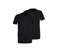 T-Shirt BUGATTI "Bari", Herren, Gr. 56, schwarz (schwarz, dunkel, uni), Interlock, Obermaterial: 100% Baumwolle, unifarben, Basic, Basic hüftbedeckend, Rundhals, Shirts Multipacks Unterhemd, Rundhalsa