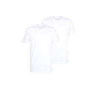 T-Shirt BUGATTI "Bari", Herren, Gr. 56, weiß (weiß, hell, uni), Interlock, Obermaterial: 100% Baumwolle, unifarben, Basic, Basic hüftbedeckend, Rundhals, Shirts Multipacks Unterhemd, Rundhalsausschnit