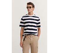 T-Shirt BUGATTI, Damen, Gr. L, 390, marine, 100% Baumwolle, gestreift, normal, Rundhals, gerader Abschluss, Shirts T-Shirt, aus Baumwolle (79460745-L) 390, marine