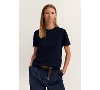 T-Shirt BUGATTI, Damen, Gr. M, 390, marine, 95% Baumwolle, 5% Elasthan, unifarben, normal, Rundhals, Shirts T-Shirt, aus elastischer Baumwolle mit Rundhalsausschnitt (58626402-M) 390, marine