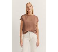 T-Shirt BUGATTI, Damen, Gr. S, beige (60, taupe), 95% Viskose, 5% Elasthan, unifarben, normal, Rundhals, normaler Saum, Shirts T-Shirt, aus weichem Materialmix (34461112-S)
