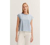 T-Shirt BUGATTI, Damen, Gr. S, blau (320, hellblau), 95% Baumwolle, 5% Elasthan, gestreift, normal, Rundhals, normaler Saum, Shirts T-Shirt, mit Streifenmuster (32160816-S)