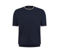 T-Shirt BUGATTI, Damen, Gr. S, blau (390, marine), 100% Baumwolle, unifarben, regular fit, Rundhals, Rippbündchen, Shirts T-Shirt, hochwertig (63810119-S) 390, marine