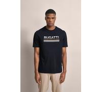 T-Shirt BUGATTI, Herren, Gr. XXL, blau (marine), 100% Baumwolle, unifarben, normal, Rundhals, gerader Abschluss, Shirts T-Shirt, mit gummiertem Logo-Print (94282909-XXL)
