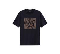 T-Shirt BUGATTI "Modern Fit", Damen, Gr. M, 390, marine, 100% Baumwolle, bedruckt, normal, Rundhals, gerader Abschluss, Shirts T-Shirt, mit Logo-Print und Rundhals aus Baumwolle (53582451-M) 390, mari