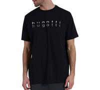 T-Shirt BUGATTI "Palermo", Herren, Gr. 56, schwarz (schwarz, dunkel, uni), Single Jersey, Obermaterial: 70% Baumwolle, 30% Polyester, unifarben, lässig geschnitten hüftlang, Rundhals, Shirts T-Shirt,