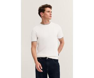 T-Shirt BUGATTI "Regular Fit", Herren, Gr. 3XL, 20, ecru, 65% Viskose, 35% Polyamid, unifarben, regular fit, Rundhals, Rippbündchen, Shirts T-Shirt, mit Rundhals aus Viskose-Mix (32703302-XXXL) 20, ec