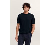 T-Shirt BUGATTI "Regular Fit", Herren, Gr. L, blau (390, marine), 65% Viskose, 35% Polyamid, unifarben, regular fit, Rundhals, Rippbündchen, Shirts T-Shirt, mit Rundhals aus Viskose-Mix (54756167-L) 3