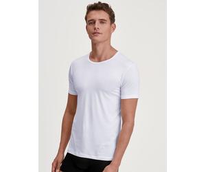 T-Shirt CALIDA "Natural Cooling", Herren, Gr. XL (56), weiß, Single Jersey, Obermaterial: 90% Lyocell (TENCEL™), 10% Elasthan, unifarben, regular fit hüftbedeckend, Rundhals, Shirts T-Shirt, Rundhals-