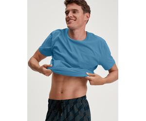 T-Shirt CALIDA "RMX Sleep Holiday", Herren, Gr. L (52/54), nordic, Obermaterial: 100% Baumwolle, unifarben, klassisch normal, Rundhals, gerader Abschluss, Shirts T-Shirt, Baumwolle, basic, unifarben, 