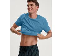 T-Shirt CALIDA "RMX Sleep Holiday", Herren, Gr. M (50), nordic, Obermaterial: 100% Baumwolle, unifarben, klassisch normal, Rundhals, gerader Abschluss, Shirts T-Shirt, Baumwolle, basic, unifarben, beq