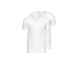 T-Shirt CALIDA "T-Shirt MEN T-Shirt 2PACK Natural Benefit 2er Pack", Herren, Gr. XL, weiß, Obermaterial: 94% Baumwolle CO. 6% Elasthan EL., Shirts T-Shirt (52013111-XL) weiß