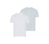 T-Shirt CALVIN KLEIN "2 Pack SS STRETCH COTTON SLIM TEE", Herren, Gr. M, hellweiß, plein air, Single Jersey, Obermaterial: 95% Baumwolle, 5% Elasthan, slim fit normal, Rundhals, eingesetzt abgesteppte