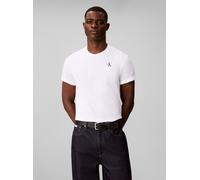 T-Shirt CALVIN KLEIN, Herren, Gr. M, weiß (hellweiß), Jersey, Obermaterial: 100% Baumwolle, unifarben, regular fit normal, Rundhals, eingesetzt abgesteppte Kante, Shirts T-Shirt, Rückendruck, Regular 