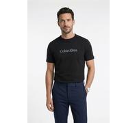 T-Shirt CALVIN KLEIN, Herren, Gr. S, schwarz, Single Jersey, Obermaterial: 100% Baumwolle, unifarben, regular fit normal, Rundhals, abgesteppte Kante, Shirts T-Shirt, Logoschriftzug, Rundhalsausschnit