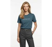 T-Shirt CALVIN KLEIN JEANS "A- INST. LOGO CLASSIC TEE SS", Damen, Gr. M, schwarz slate, Jersey, Obermaterial: 100% Baumwolle, klassisch hüftlang, Rundhals, Shirts T-Shirt, mit Logoschriftzug (17090652
