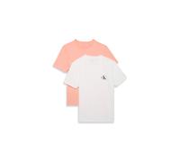 T-Shirt CALVIN KLEIN JEANS "A- Logo CN 2 Pack Tee", Damen, Gr. S (38), weiß, peach, Single Jersey, Obermaterial: 100% Baumwolle, regular fit normal, Rundhals, eingesetzt abgesteppte Kante, Shirts T-Sh