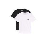 Calvin Klein Damen 2er Pack T-Shirts Kurzarm Logo Tee mit Rundhalsausschnitt, Mehrfarbig (Black/Brilliant White), XL