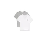 T-Shirt CALVIN KLEIN JEANS "A- Logo VN 2 pack Tee", Damen, Gr. M (40), heroic grau heather, Single Jersey, Obermaterial: 100% Baumwolle, regular fit normal, V-Ausschnitt, eingesetzt abgesteppte Kante,