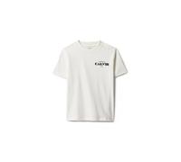 T-Shirt CALVIN KLEIN JEANS "CALVIN SMALL CHEST PRINT TEE", Jungen, Gr. 12 (152), tofu, Single Jersey, Obermaterial: 100% Baumwolle, unifarben, regular fit normal, Rundhals, eingesetzt abgesteppte Kant