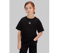 T-Shirt CALVIN KLEIN JEANS "CK LOGO BOXY T-SHIRT", Mädchen, Gr. 16 (176), ck schwarz, Single Jersey, Obermaterial: 100% Baumwolle, Rundhals, Shirts T-Shirt, Kinder bis 16 Jahre (20465608-16) ck schwar