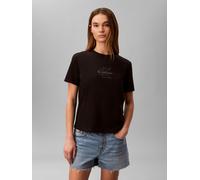 Calvin Klein Damen Ss Clasic Monologo Tee Lv047f831g Graphic Tees, Black (Black), XL