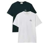T-Shirt CALVIN KLEIN JEANS "CLASSIC MICRO MONOLOGO 2PK", Herren, Gr. 3XL, hellweiß, nearly navy, Web, Obermaterial: 100% Baumwolle, unifarben, klassisch normal, Rundhals, eingesetzt abgesteppte Kante,