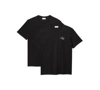 T-Shirt CALVIN KLEIN JEANS "CLASSIC MICRO MONOLOGO 2PK", Herren, Gr. L, schwarz (schwarz, schwarz), Web, Obermaterial: 100% Baumwolle, unifarben, klassisch normal, Rundhals, eingesetzt abgesteppte Kan