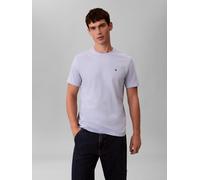 T-Shirt CALVIN KLEIN JEANS "CLASSIC MONOGRAM", Herren, Gr. XL, casual blau, Single Jersey, Obermaterial: 100% Baumwolle, unifarben, regular fit normal, Rundhals, eingesetzt abgesteppte Kante, Shirts T