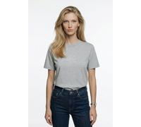 T-Shirt CALVIN KLEIN JEANS "CLASSIC SEASONAL MONOLOGO TEE", Damen, Gr. XS, bc06 grau heather, Web, Obermaterial: 100% Baumwolle, meliert, regular fit taillenbedeckt, Rundhals, eingesetzt abgesteppte K