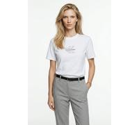 T-Shirt CALVIN KLEIN JEANS "CLASSIC SEASONAL MONOLOGO TEE", Damen, Gr. XXL, weiß (hellweiß), Web, Obermaterial: 100% Baumwolle, unifarben, regular fit taillenbedeckt, Rundhals, eingesetzt abgesteppte 