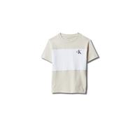 T-Shirt CALVIN KLEIN JEANS "COLOR BLOCK 2-PACK T-SHIRTS", Mädchen, Gr. 14 (164), oatmeal, schwarz, Single Jersey, Obermaterial: 100% Baumwolle, unifarben, regular fit normal, Rundhals, eingesetzt abge