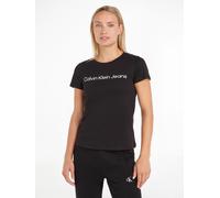 Calvin Klein Damen T-Shirt Kurzarm Core Logo Slim Fit Tee Rundhalsausschnitt, Schwarz (Ck Black), XL