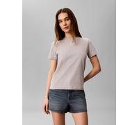 T-Shirt CALVIN KLEIN JEANS, Damen, Gr. L, heroic grau heather, Web, Obermaterial: 100% Baumwolle, klassisch, Rundhals, eingesetzt abgesteppte Kante, Shirts T-Shirt, Regular fit mit Rundhalsausschnitt 
