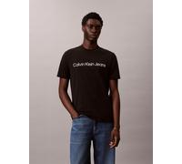 T-Shirt CALVIN KLEIN JEANS, Damen, Gr. M (50), schwarz, Jersey, Obermaterial: 95% Baumwolle, 5% Elasthan, unifarben, regular fit normal, Rundhals, abgesteppte Kante, Shirts T-Shirt, Rundhalsausschnitt