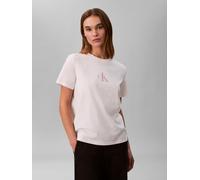 T-Shirt CALVIN KLEIN JEANS, Damen, Gr. XS (36), weiß greige, Single Jersey, Obermaterial: 100% Baumwolle, unifarben, regular fit normal, Rundhals, eingesetzt abgesteppte Kante, Shirts T-Shirt, Regular