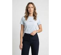 T-Shirt CALVIN KLEIN JEANS "GRADIENT MONOLOGO SLIM TEE", Damen, Gr. XXL (46), plein air, Web, Obermaterial: 95% Baumwolle, 5% Elasthan, unifarben, regular fit normal, Rundhals, eingesetzt abgesteppte