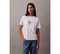 T-Shirt CALVIN KLEIN JEANS "HERO SS CLASSIC MONOLOGO CNECK T", Damen, Gr. XL (44), weiß (brilliant weiß), Jersey, Obermaterial: 100% Baumwolle, unifarben, regular fit hüftlang, Rundhals, Shirts T-Shir