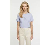 T-Shirt CALVIN KLEIN JEANS "HERO SS CLASSIC MONOLOGO CNECK T", Damen, Gr. XS, cosmic sky, Jersey, Obermaterial: 100% Baumwolle, klassisch hüftlang, Rundhals, Shirts T-Shirt, Logoschriftzug (79962949-X