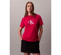 T-Shirt CALVIN KLEIN JEANS "HERO SS CLASSIC MONOLOGO CNECK T", Damen, Gr. XXL (46), rosa (petunia pink), Jersey, Obermaterial: 100% Baumwolle, regular fit hüftlang, Rundhals, Shirts T-Shirt, mit große