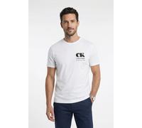 T-Shirt CALVIN KLEIN JEANS, Herren, Gr. XL, weiß (hellweiß), Jersey, Obermaterial: 100% Baumwolle, unifarben, regular fit normal, Rundhals, eingesetzt abgesteppte Kante, Shirts T-Shirt, Rundhalsaussch