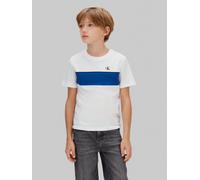 T-Shirt CALVIN KLEIN JEANS, Jungen, Gr. 16 (176), hellweiß, Single Jersey, Obermaterial: 100% Baumwolle, unifarben, regular fit normal, Rundhals, eingesetzt abgesteppte Kante, Shirts T-Shirt, Regular
