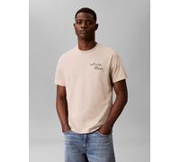 T-Shirt CALVIN KLEIN JEANS "LINES SEASONAL", Herren, Gr. XXL, beige (plaza taupe), Web, Obermaterial: 100% Baumwolle, unifarben, regular fit normal, Rundhals, eingesetzt abgesteppte Kante, Shirts T-Sh