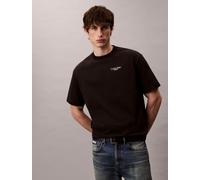 T-Shirt CALVIN KLEIN JEANS "LOGO BACK PRINT T-SHIRT", Herren, Gr. L, schwarz, Web, Obermaterial: 100% Baumwolle, unifarben, regular fit normal, Rundhals, eingesetzt abgesteppte Kante, Shirts T-Shirt,