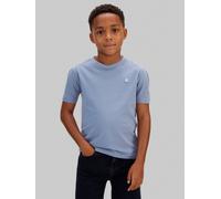 T-Shirt CALVIN KLEIN JEANS "MONO MINI BADGE T-SHIRT", Mädchen, Gr. 12 (152), infinity, Single Jersey, Obermaterial: 100% Baumwolle, unifarben, regular fit normal, Rundhals, eingesetzt abgesteppte Kant